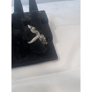 Vintage Chinese Dragon 3D Ring Silver Tone Size 6 To 7